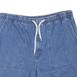 Mens Casual Blue Cotton Blend Drawstring Shorts L W36 Relaxed Fit