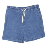 Mens Casual Blue Cotton Blend Drawstring Shorts L W36 Relaxed Fit
