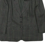 HENSEL AND MORTENSEN Womens Grey Wool Classic Jacket M Herringbone Check Pattern