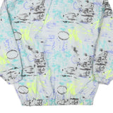 Womens White Abstract Print Zip Polyester Blend Jacket L Casual Outerwear