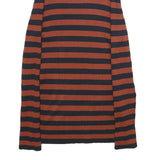 DKNY Womens Rust & Black Patterned Jumper Roll Neck Rib Knit Size S Striped