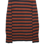 DKNY Womens Rust & Black Patterned Jumper Roll Neck Rib Knit Size S Striped