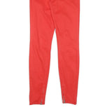 Womens Cotton Red Slim Skinny Trousers W24 L28 Slim Fit Zip Closure