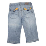 SAVVY Mens Cotton Blend Blue Denim Casual Shorts M W31 Stylish Stitch Detail
