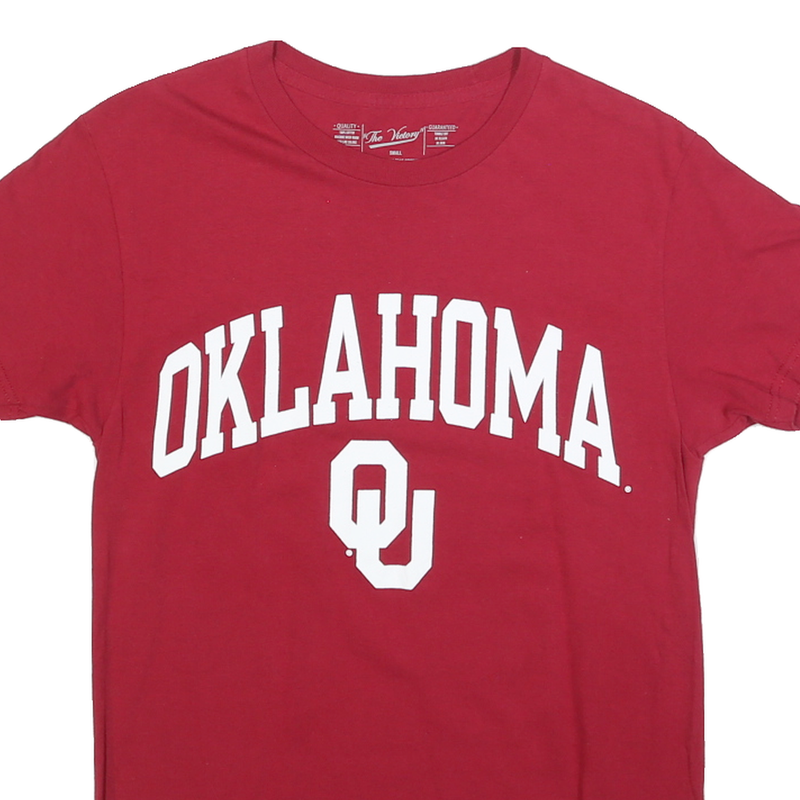 THE VICTORY Womens Red Oklahoma Graphic T-Shirt S Short Sleeve Crew Neck Cotton
