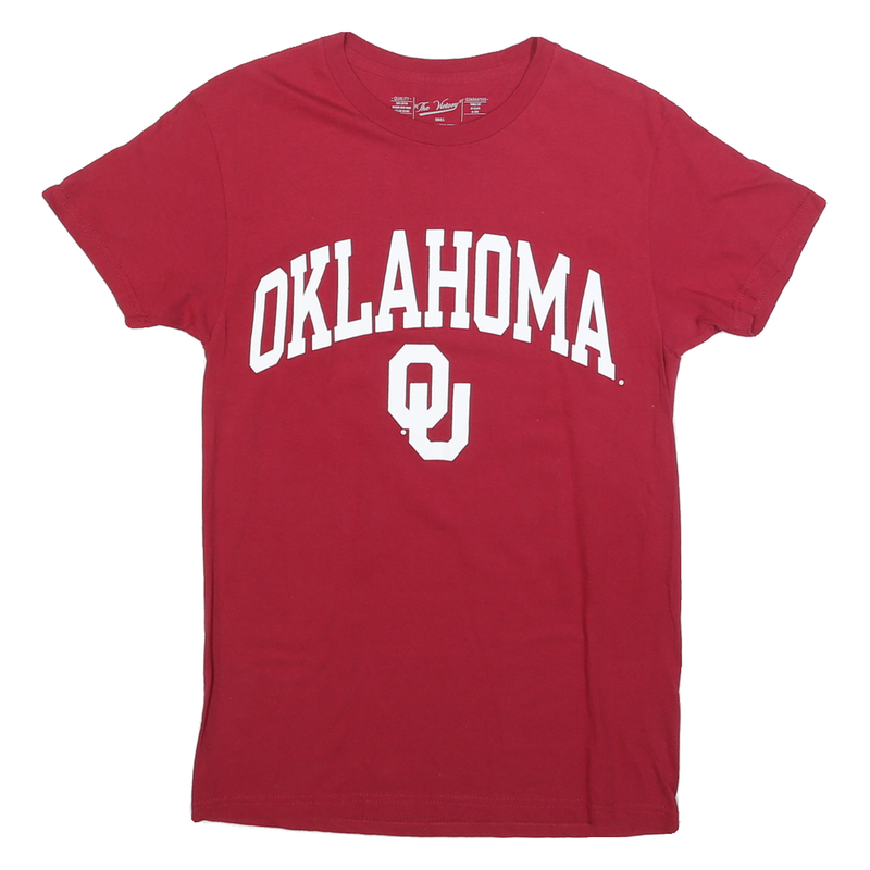 THE VICTORY Womens Red Oklahoma Graphic T-Shirt S Short Sleeve Crew Neck Cotton