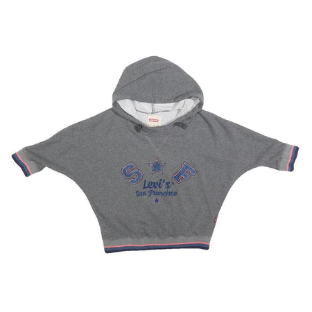 LEVI'S Girls Grey Cotton Blend Hoodie 8Y S F San Francisco Logo Pullover