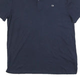 CALVIN KLEIN Mens Navy Blue Polo Shirt Short Sleeve CK Embroidered M Cotton