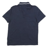 CALVIN KLEIN Mens Navy Blue Polo Shirt Short Sleeve CK Embroidered M Cotton