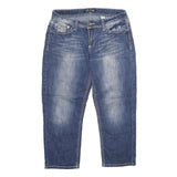 ZCO JEANS Womens Relaxed Blue Denim Stone Wash W30 L24 Embroidered Pocket Jeans