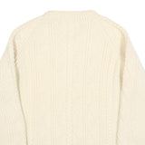Womens Cream Plain Patterned Crew Neck Chunky Knit Jumper S Soft Stylish Warm
