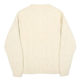 Womens Cream Plain Patterned Crew Neck Chunky Knit Jumper S Soft Stylish Warm