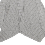 FAT FACE Womens Grey Striped Plain Open Front Jumper UK 14 Cotton Blend