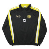 GEMS Mens Black & Yellow Half Zip Sweatshirt M Salatsauce Hirschen Graphic Print