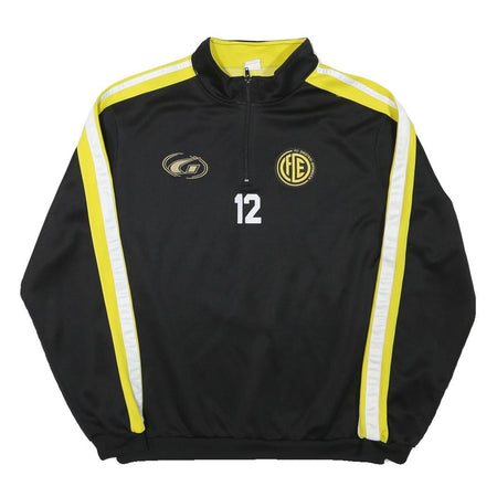 GEMS Mens Black & Yellow Half Zip Sweatshirt M Salatsauce Hirschen Graphic Print