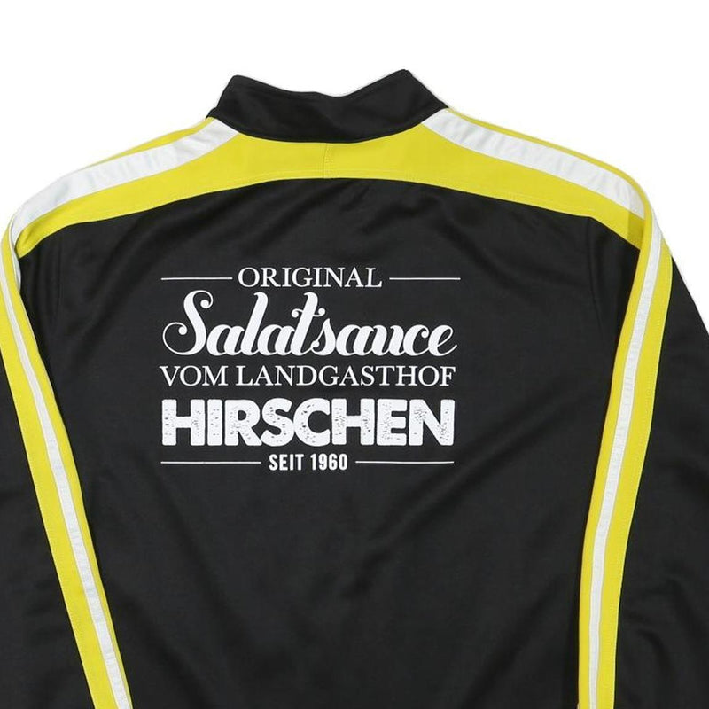 GEMS Mens Black & Yellow Half Zip Sweatshirt M Salatsauce Hirschen Graphic Print