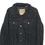 LEVI'S Womens Black Cotton Blend Denim Jacket S Button Classic Casual