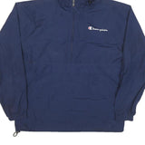 CHAMPION Mens Blue Nylon Hooded Zip Jacket M Lightweight Sportswear