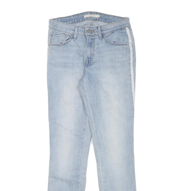 LEVI'S Womens Blue Slim Skinny Denim Light W27 L29 Side Stripe Cotton Blend Zip