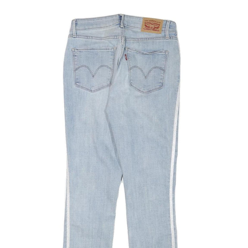 LEVI'S Womens Blue Slim Skinny Denim Light W27 L29 Side Stripe Cotton Blend Zip