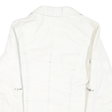 Oscar Leopoldo Womens White Leather Jacket M Zip Plain Stylish Biker Fit