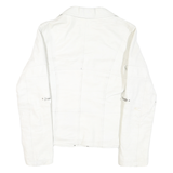 Oscar Leopoldo Womens White Leather Jacket M Zip Plain Stylish Biker Fit