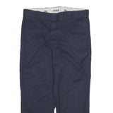 DICKIES Mens Cotton Blend Navy Blue Regular Fit Straight Leg Trousers W36 L29