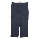 DICKIES Mens Cotton Blend Navy Blue Regular Fit Straight Leg Trousers W36 L29
