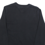 TOMMY HILFIGER Mens Black Plain Cotton Jumper Crew Neck Basic Knit XS Classic