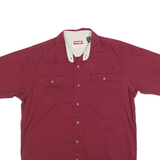 WRANGLER Mens Maroon Cotton Short Sleeve Shirt M Button Pockets Casual