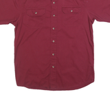 WRANGLER Mens Maroon Cotton Short Sleeve Shirt M Button Pockets Casual