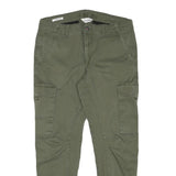 JACK & JONES Mens Cotton Blend Green Relaxed Cargo Trousers W32 L28 Utility