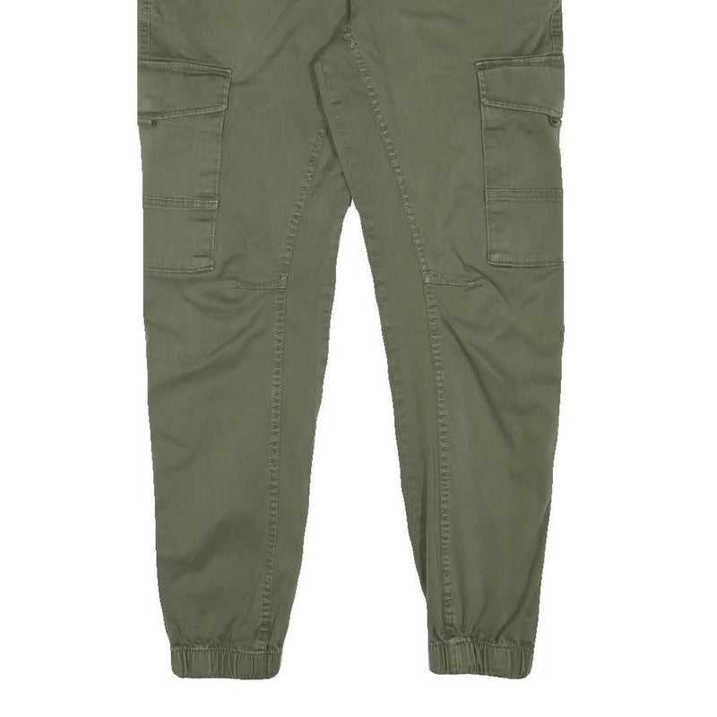 JACK & JONES Mens Cotton Blend Green Relaxed Cargo Trousers W32 L28 Utility