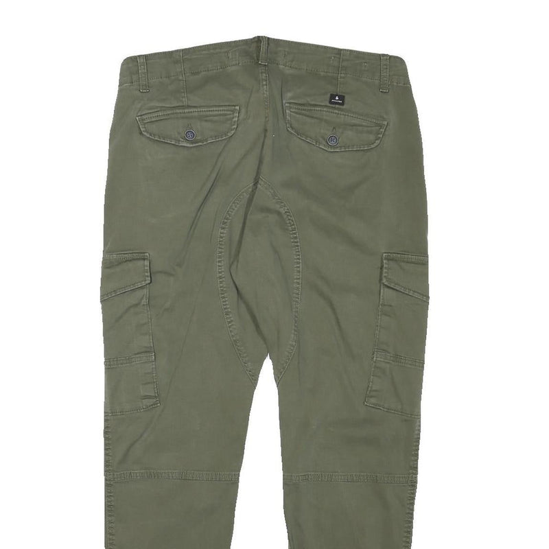 JACK & JONES Mens Cotton Blend Green Relaxed Cargo Trousers W32 L28 Utility