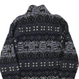 WOOLRICH Mens Blue Black Zip Jacket L Polyester Blend Patterned Fleece Winter