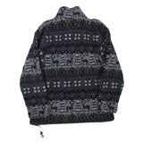 WOOLRICH Mens Blue Black Zip Jacket L Polyester Blend Patterned Fleece Winter