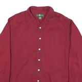 HUNT CLUB Mens Red Long Sleeve Shirt L Cotton Blend Classic Fit Button Closure