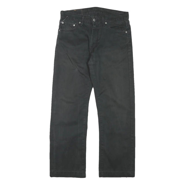 LEVI'S Mens Cotton Blend Black Regular Straight Trousers W31 L27 Zip Closure