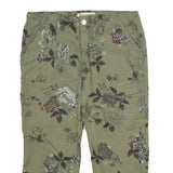 DEMOCRACY Womens Shorts Green Floral Casual UK 12 W32 Cotton Blend