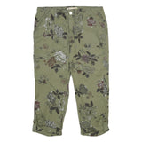 DEMOCRACY Womens Shorts Green Floral Casual UK 12 W32 Cotton Blend