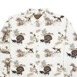 NORTH RIVER Mens White Cotton XL Shirt Long Sleeve Button Up Wildlife Print