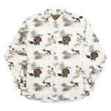 NORTH RIVER Mens White Cotton XL Shirt Long Sleeve Button Up Wildlife Print