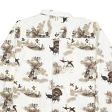 NORTH RIVER Mens White Cotton XL Shirt Long Sleeve Button Up Wildlife Print