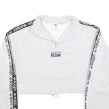 ADIDAS Womens Grey & Black Cropped Half Zip Sweatshirt UK 6 Logo Tape