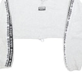 ADIDAS Womens Grey & Black Cropped Half Zip Sweatshirt UK 6 Logo Tape