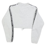 ADIDAS Womens Grey & Black Cropped Half Zip Sweatshirt UK 6 Logo Tape