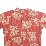 TAOROA Mens Red & Cream Floral Pattern Cotton Shirt 2XL Casual Summer Beachwear