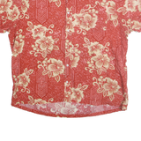 TAOROA Mens Red & Cream Floral Pattern Cotton Shirt 2XL Casual Summer Beachwear