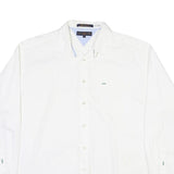TOMMY HILFIGER Mens White Cotton Blend Shirt XL Classic Long Sleeve Button Down