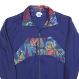 RODEO Mens Blue Abstract Pattern Zip Jacket L Polyester Casual Retro Style